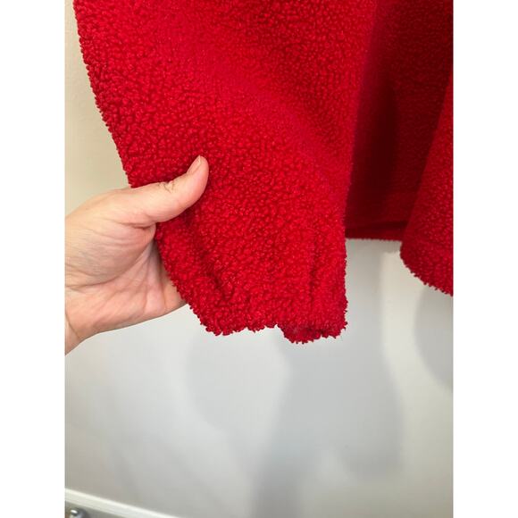 LOFT Red Fleece Pullover Cozy Casual Valentine Winter Top Size XL - Picture 4 of 8